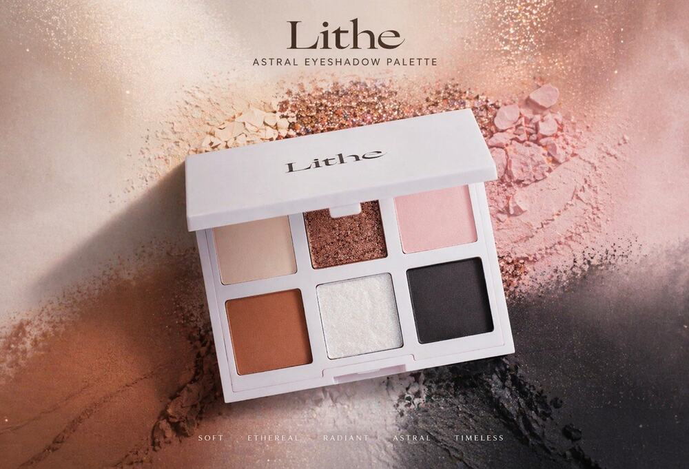 NEW Lithe Beauty Astral Eyeshadow Palette 6 Shade Neutral Shimmer Matte Travel